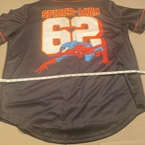 NWT space the amazing Spider-Man button up baseball jersey, black and red size L